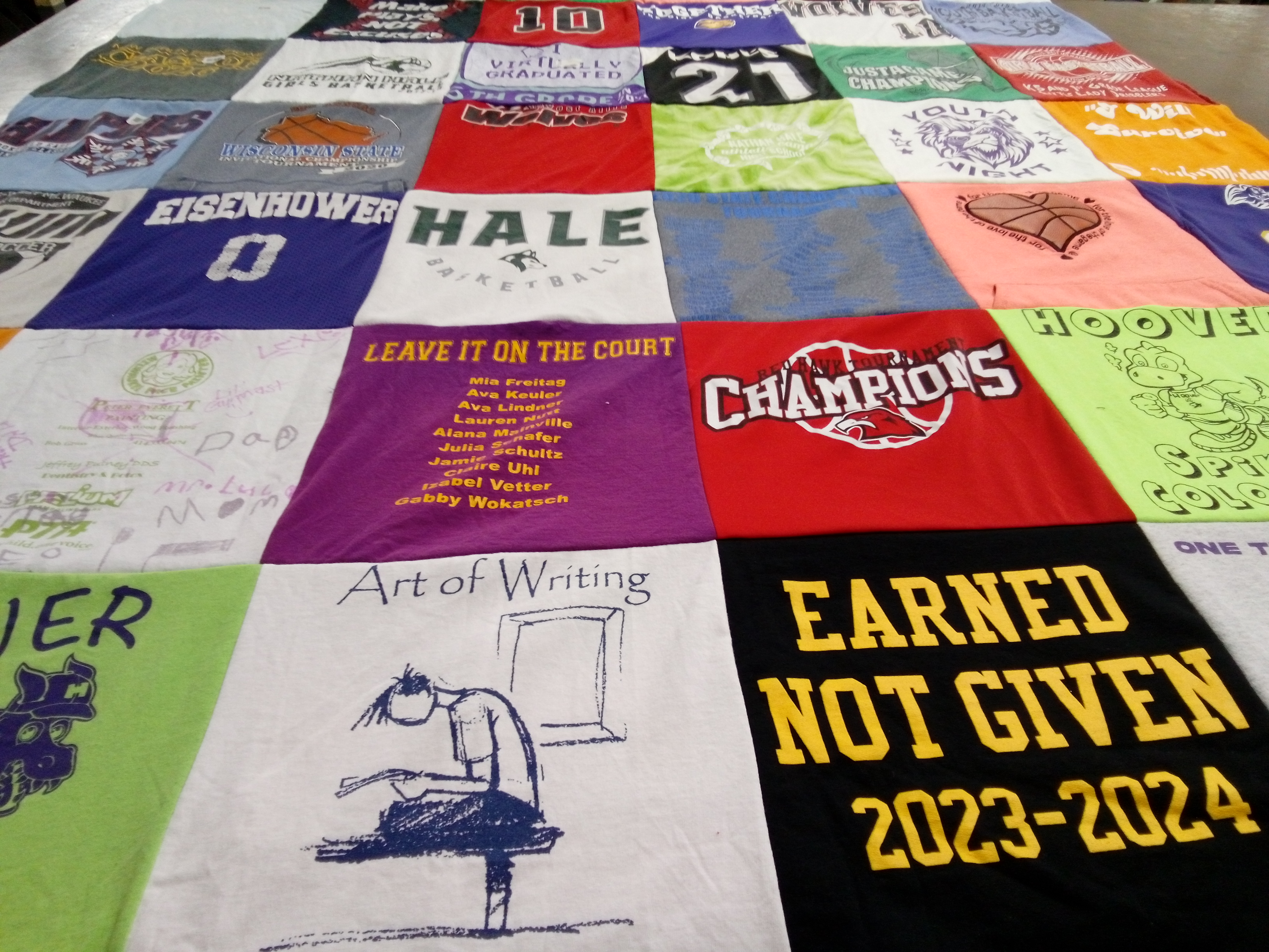 T-shirt quilt featuring huskies by Jaime from TX
