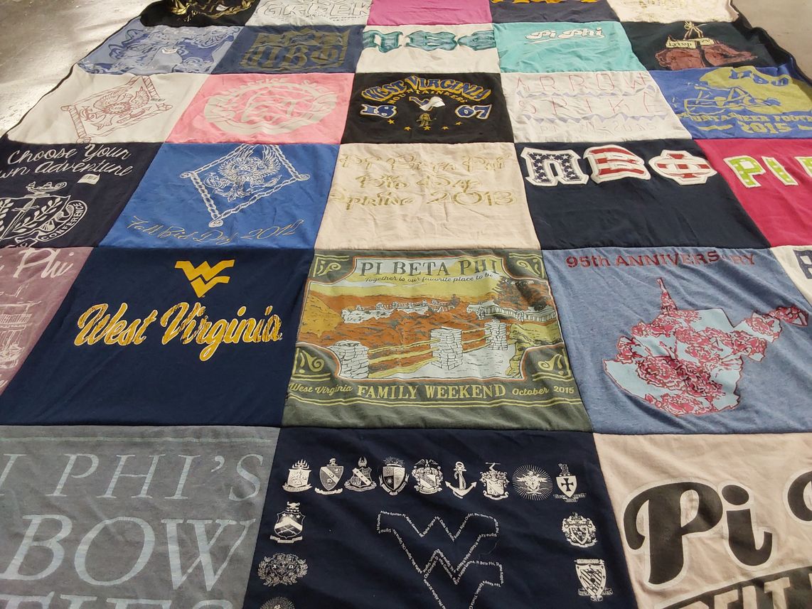 T-shirt quilt from west virginia university by Perla from MD