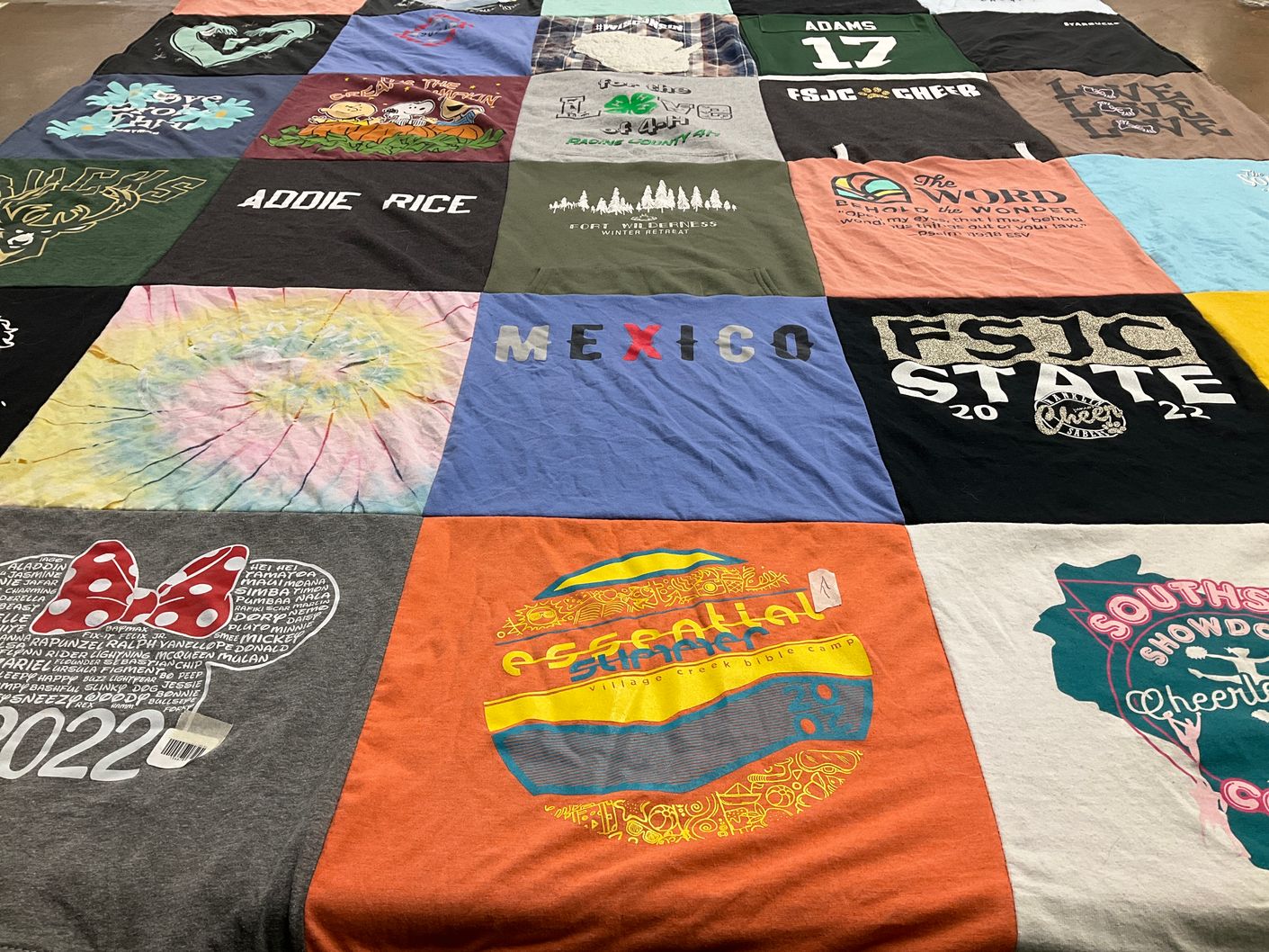 T-shirt quilt from foothill state junior college by Amanda from WI