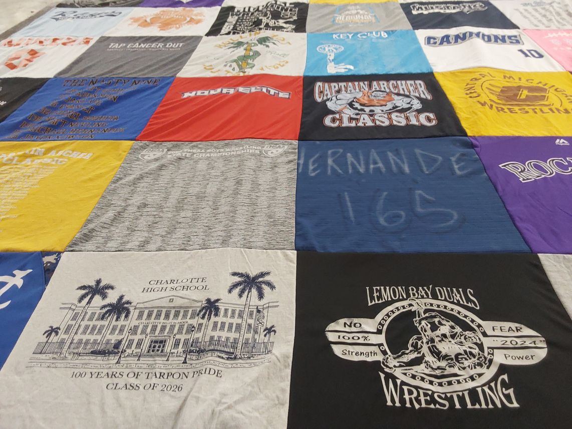 T-shirt quilt featuring wrestling team by Sarah from FL