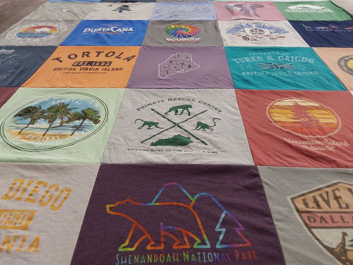 T-shirt quilt with travel, nature themes by Kelly from KY