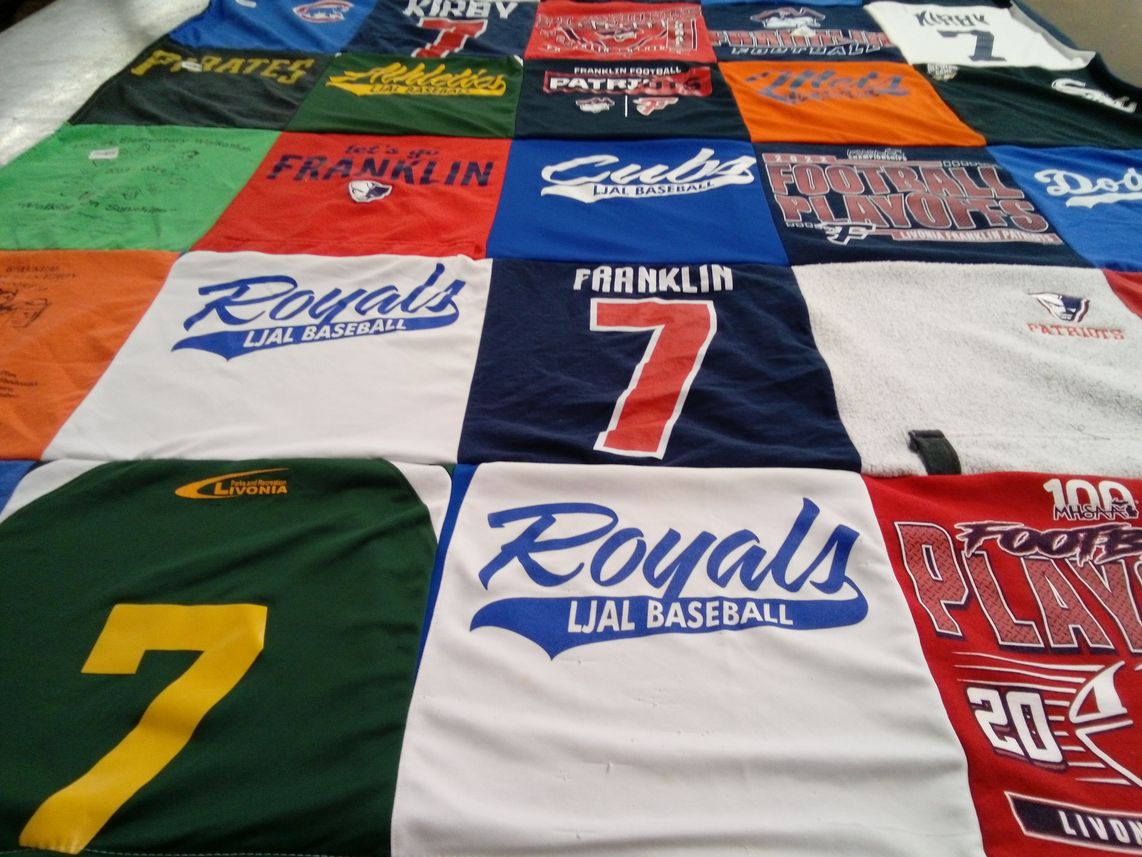 T-shirt quilt featuring royals baseball team, cubs baseball team by Megan from MI