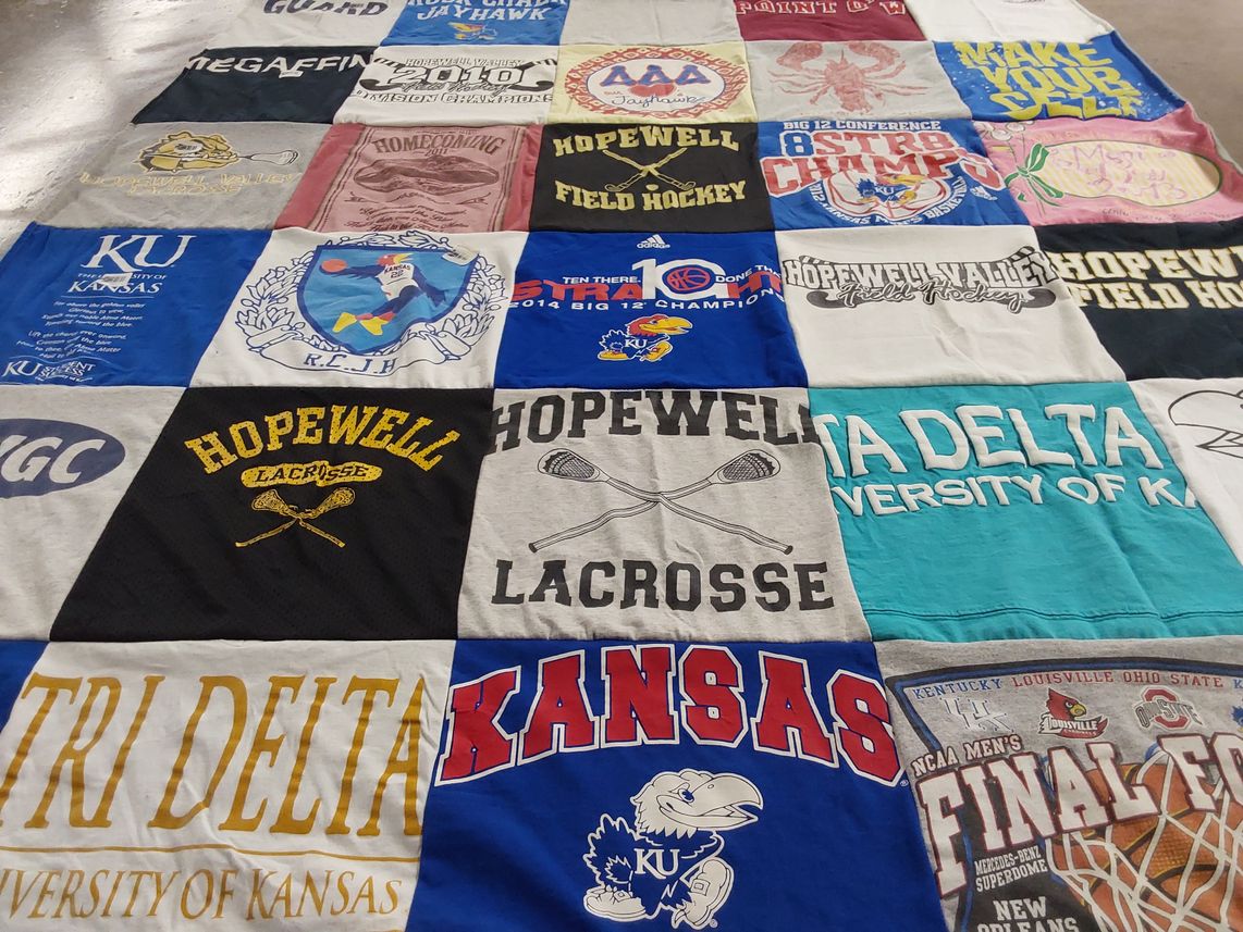 T-shirt quilt featuring university of kansas jayhawks by Scott from NJ
