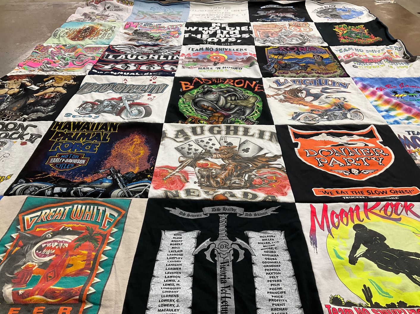 T-shirt quilt with motorcycles, events themes by Michael from NV