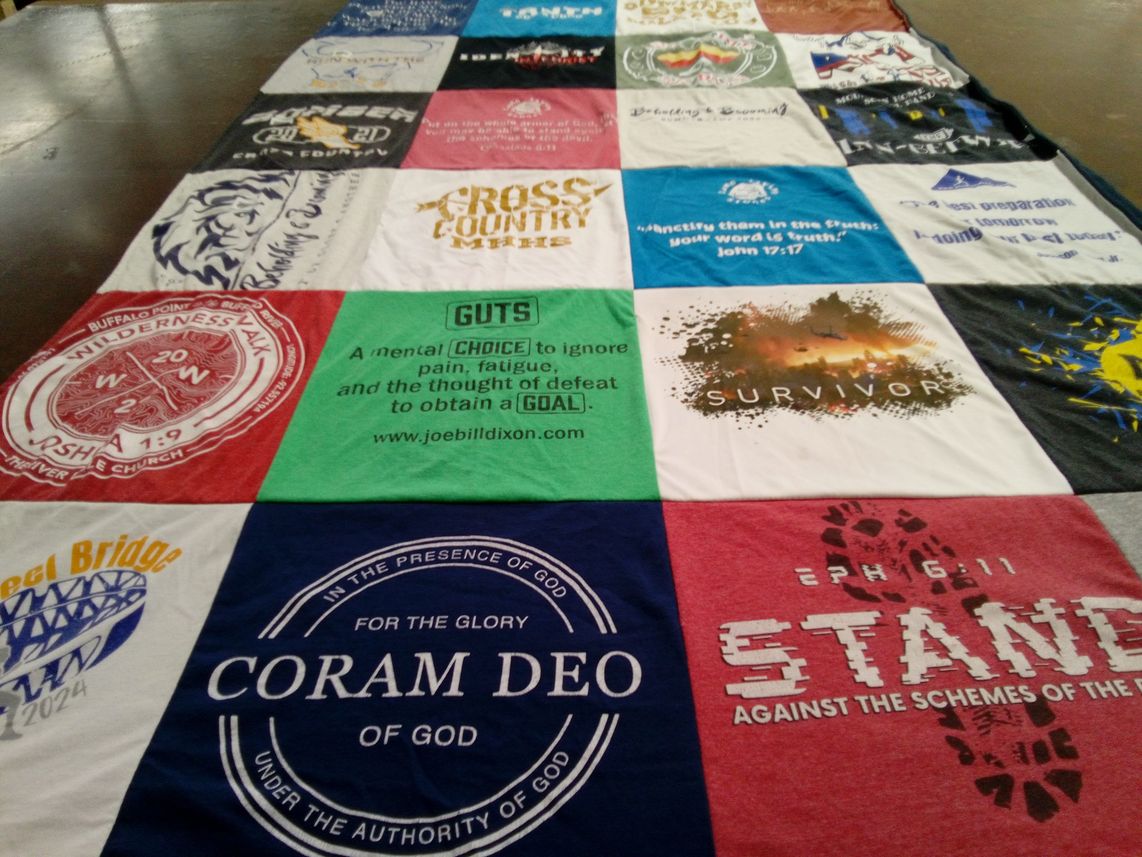 T-shirt quilt from angel college, fellowship bridge by Heather from AR