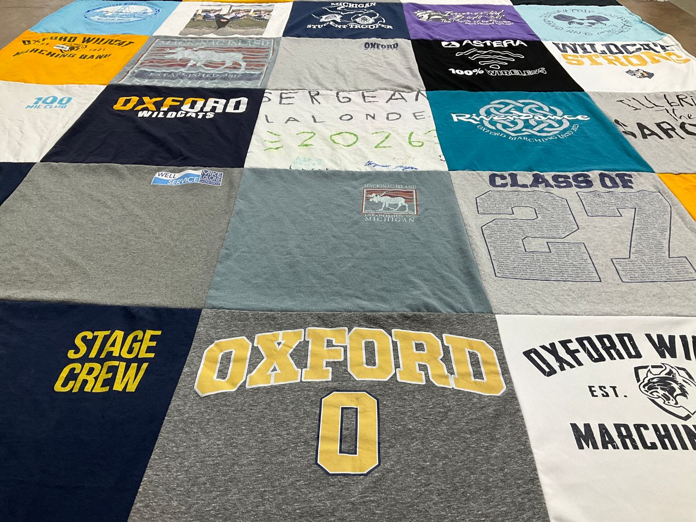 T-shirt quilt featuring oxford wildcats by Benita from MI