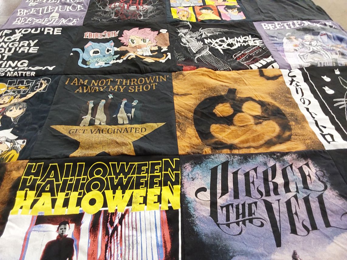 T-shirt quilt with anime, music themes by Ashley from AL