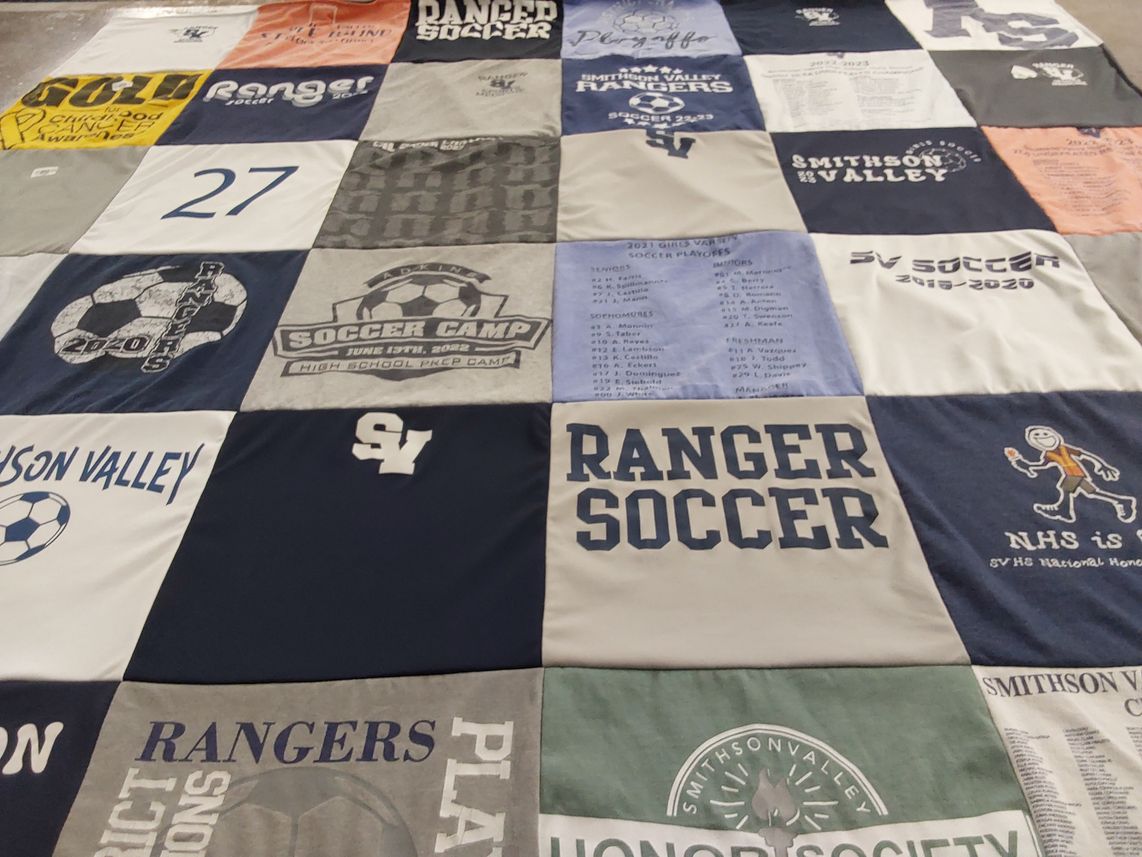T-shirt quilt featuring smithson valley rangers soccer team by Sharon from TX