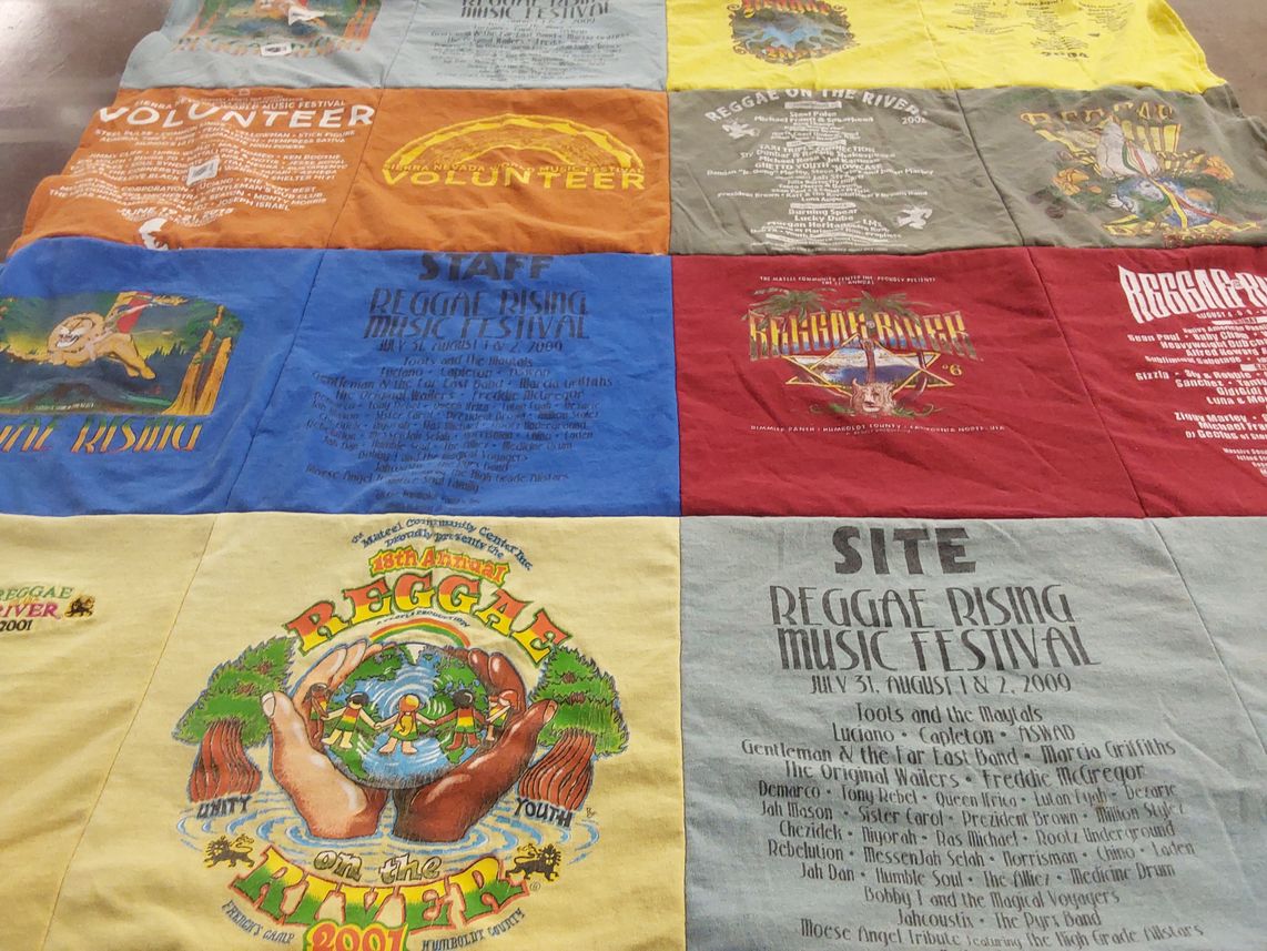T-shirt quilt with music, festivals themes by Robbin from CA