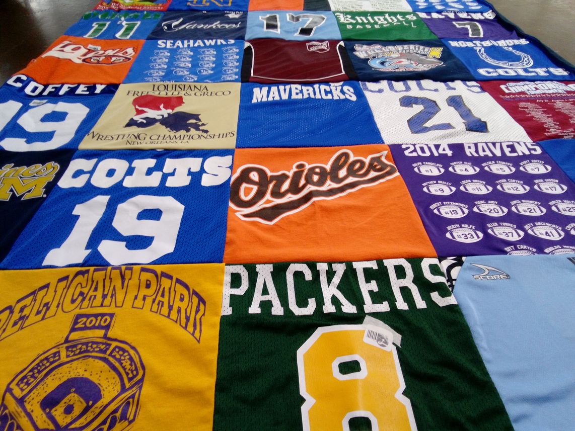 T-shirt quilt featuring indianapolis colts, baltimore ravens by Staci from LA
