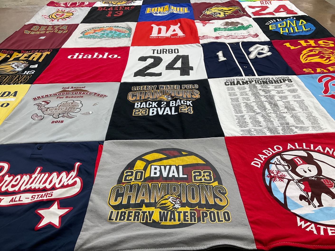 T-shirt quilt featuring liberty water polo, hs champions by Jennifer from CA