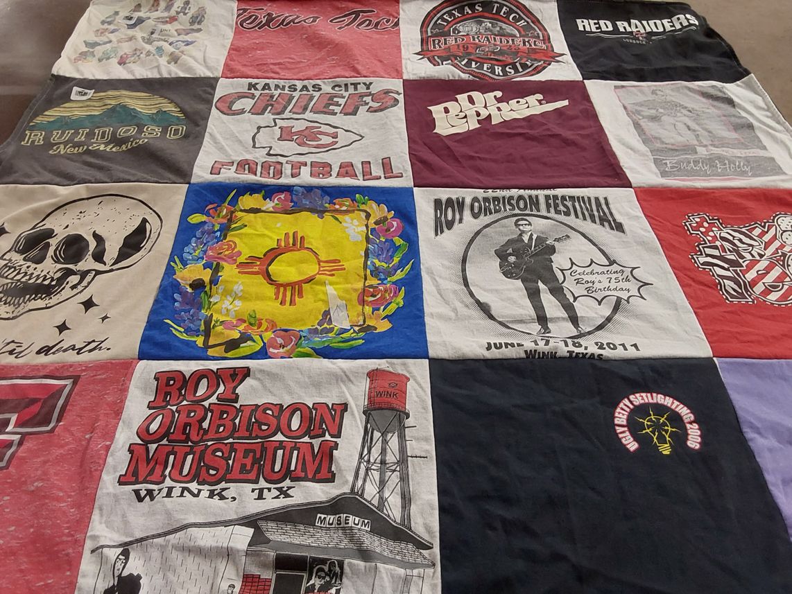 T-shirt quilt featuring kansas city chiefs football, texas tech red raiders by Amy from TX