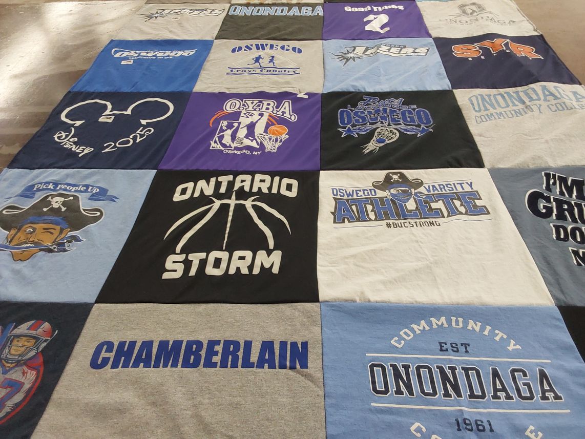 T-shirt quilt featuring ontario storm, oswego varsity athletics by Christina from NY