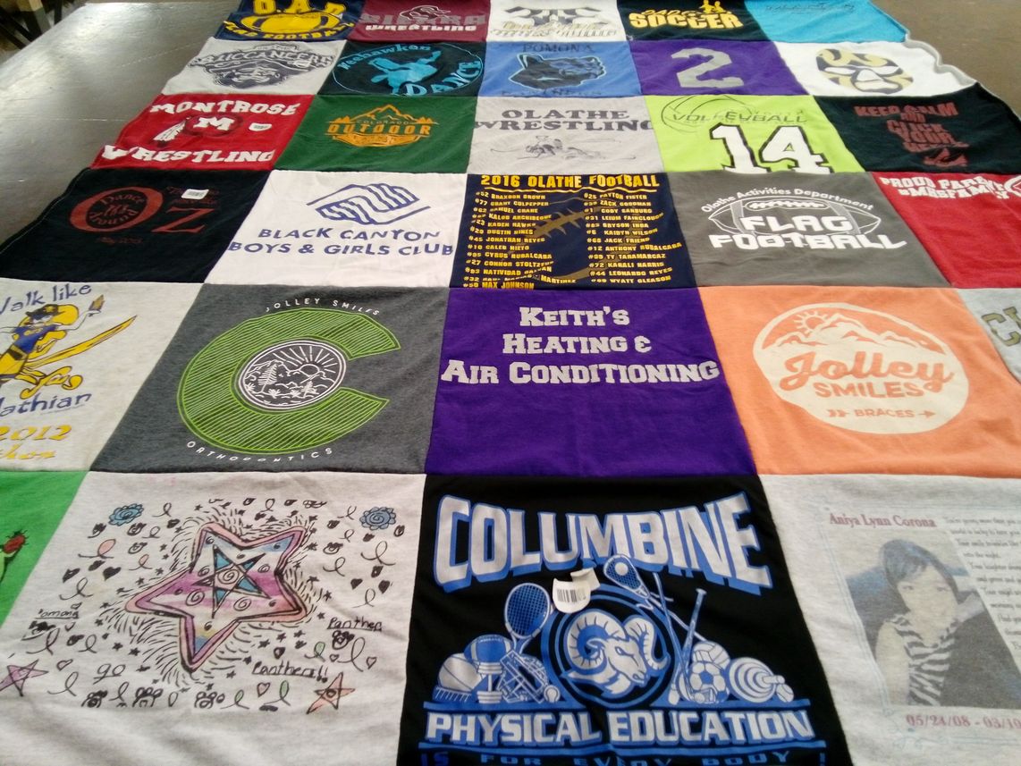 T-shirt quilt featuring olathe football team, olathe wrestling team by Martina from CO