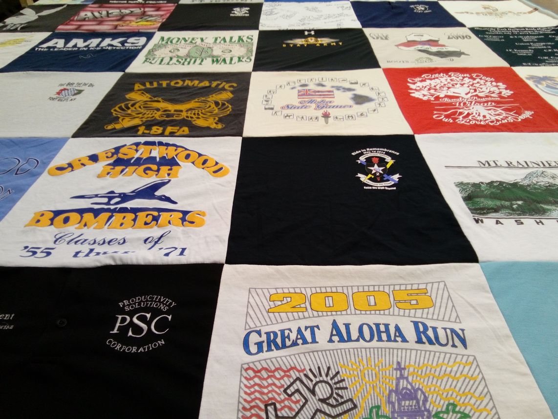 T-shirt quilt featuring crestwood high bombers by Christopher from HI