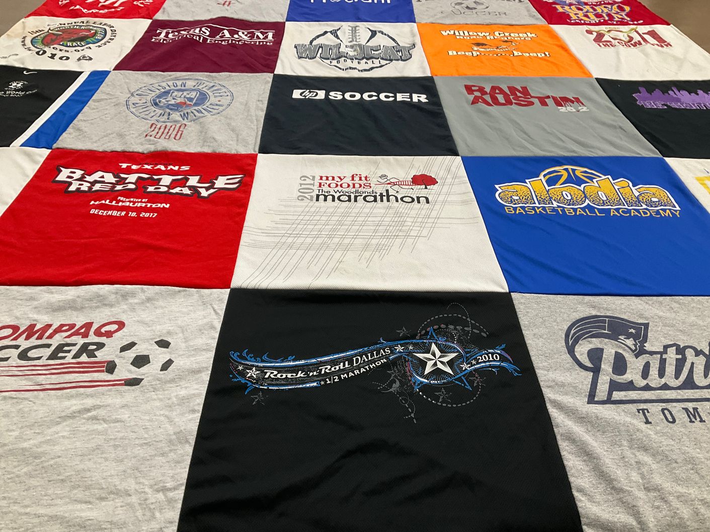 T-shirt quilt featuring texans by Jeoff from TX