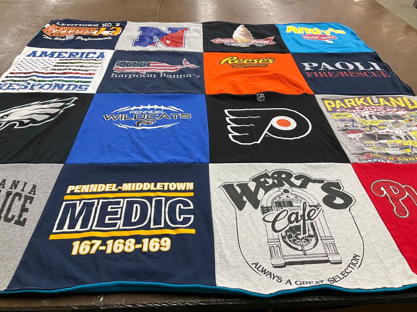 T-shirt quilt featuring penn-del wildcats, philadelphia eagles by Kristi from PA