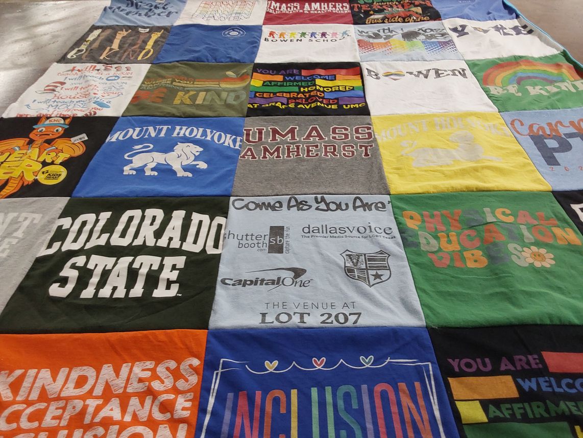 T-shirt quilt from university of massachusetts amherst, mount holyoke college by Tiffany from MA