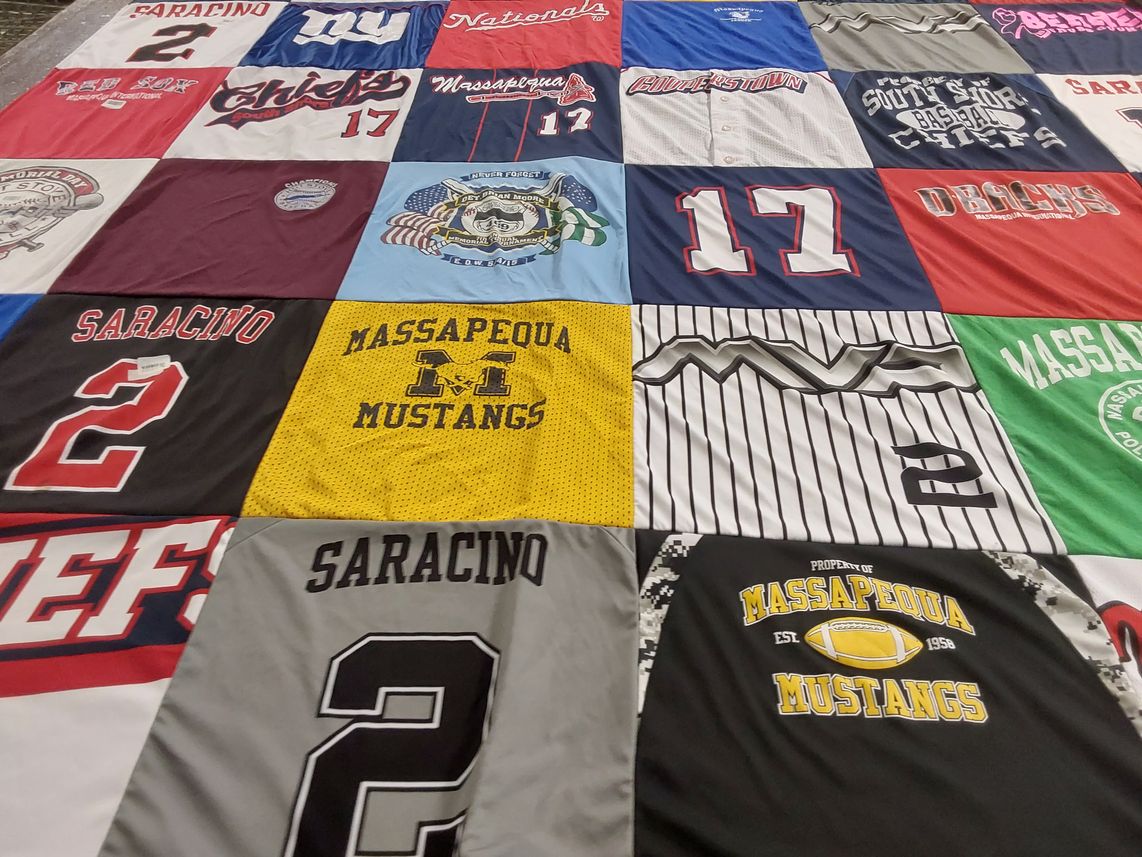 T-shirt quilt featuring massapequa mustangs by tracy from NY