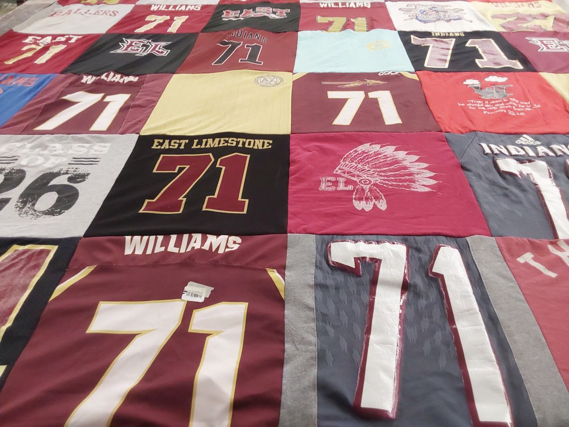 T-shirt quilt from east limestone high school by Lacy from AL