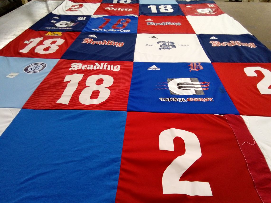 T-shirt quilt with soccer themes by damian from NY