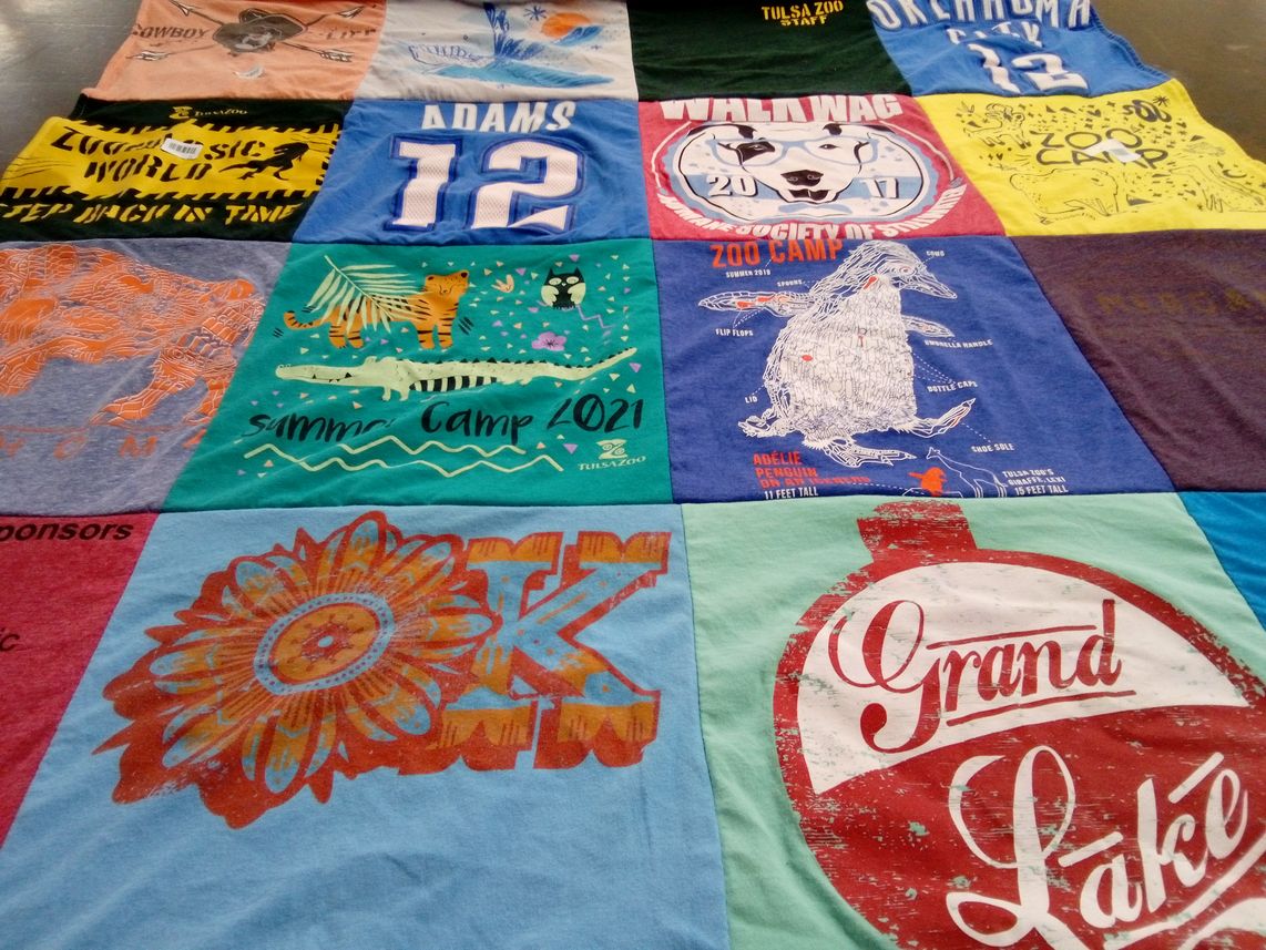 T-shirt quilt with animals, camps themes by Danna from MT