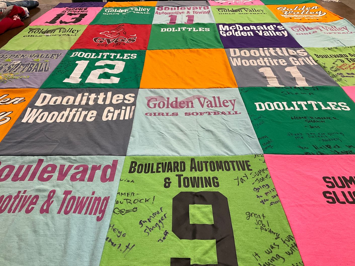 T-shirt quilt from golden valley softball by Shawn from MN