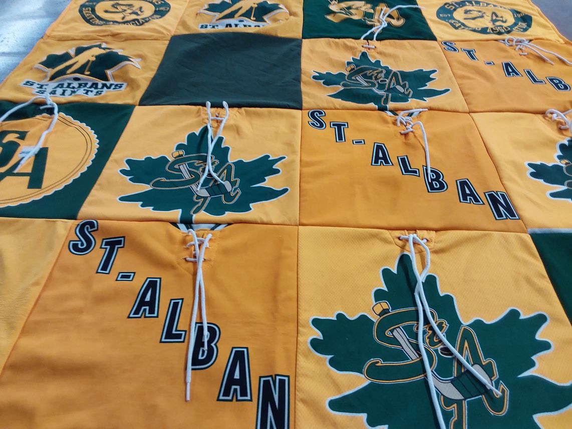 T-shirt quilt featuring st. albans saints by Adam from VT