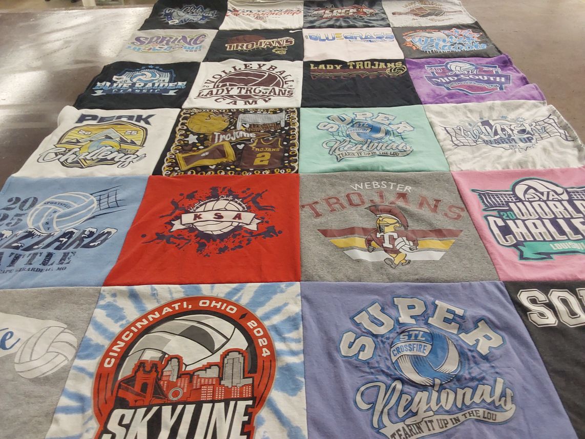 T-shirt quilt featuring webster trojans by Mitzi from KY