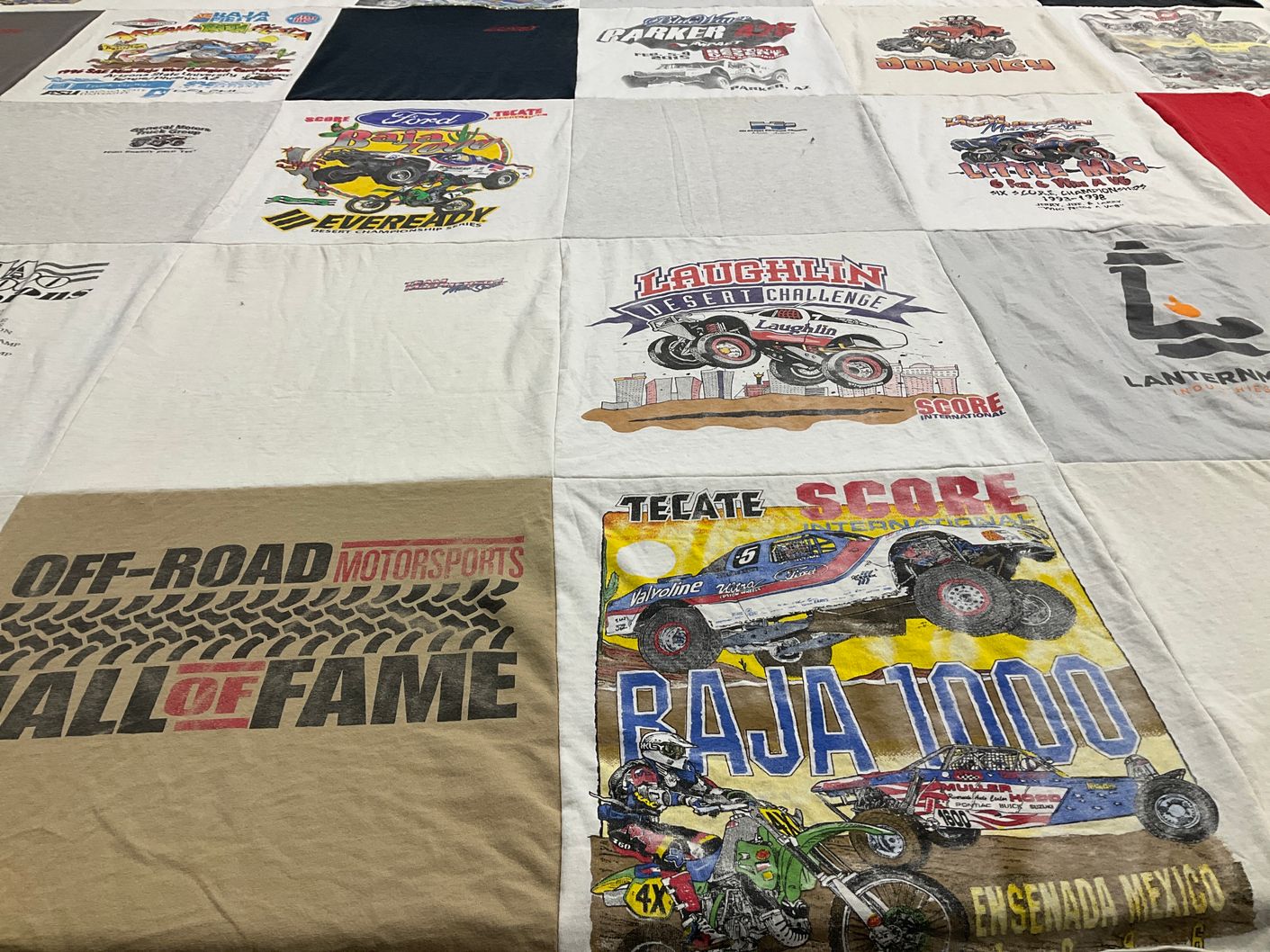 T-shirt quilt with off-road racing, motorsports themes by BRYAN from CA