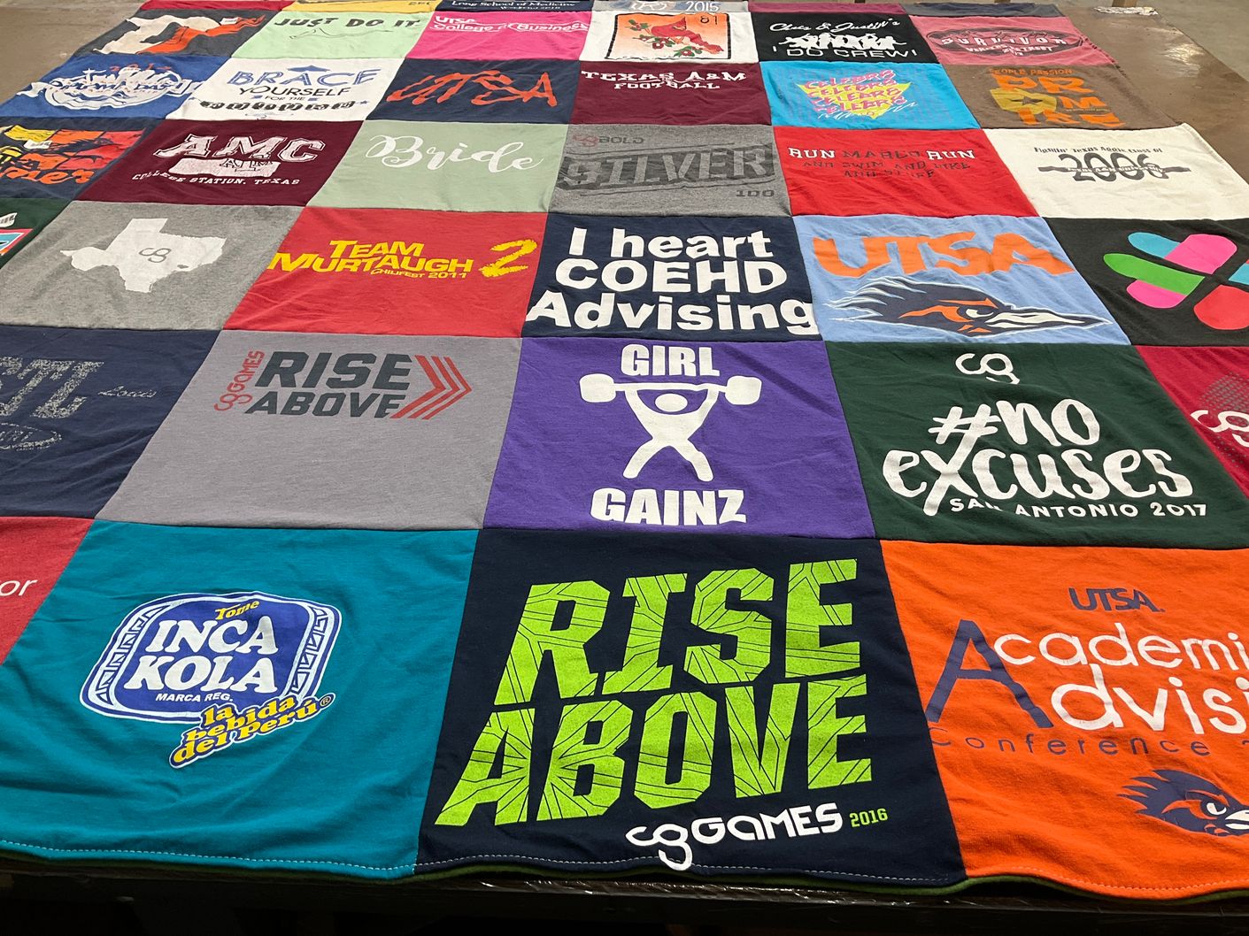 T-shirt quilt featuring utsa roadrunners by Roxanna from TX