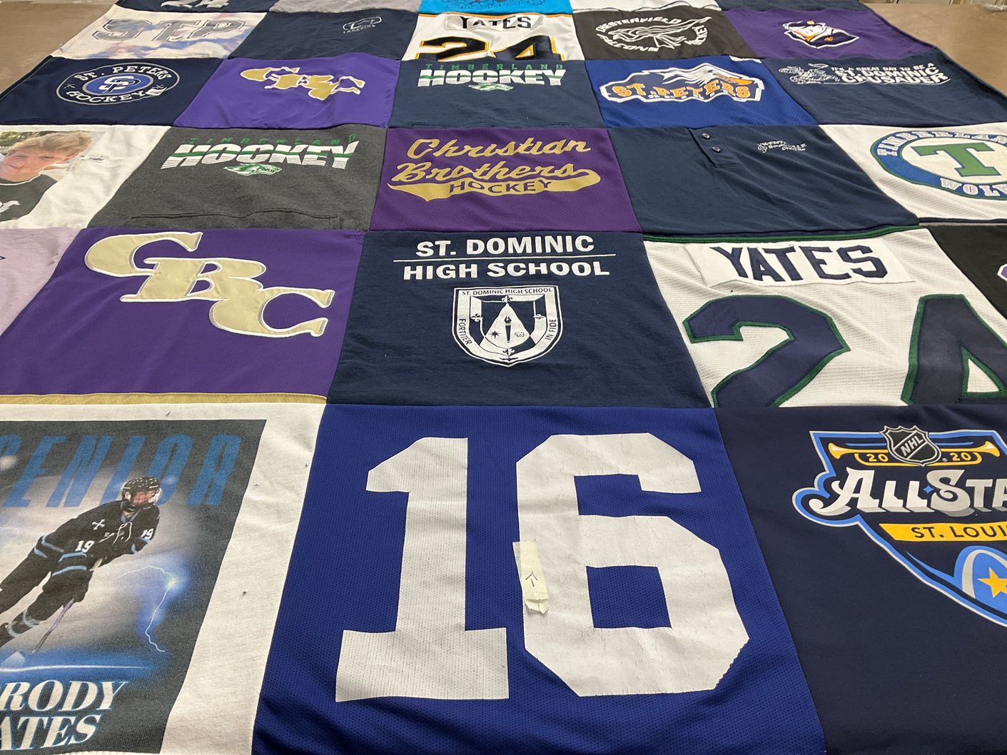T-shirt quilt from st dominic high school, christian brothers college by val from MO