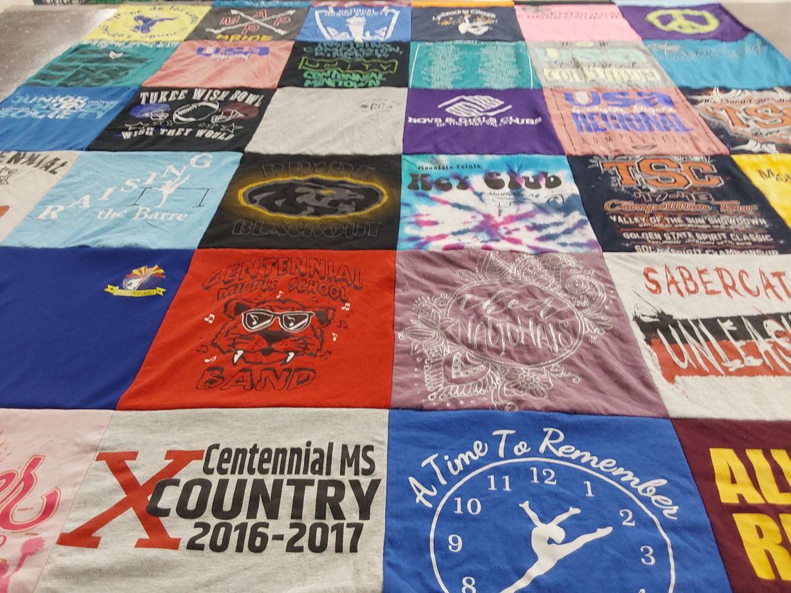 T-shirt quilt from centennial middle school by Cameron from AZ