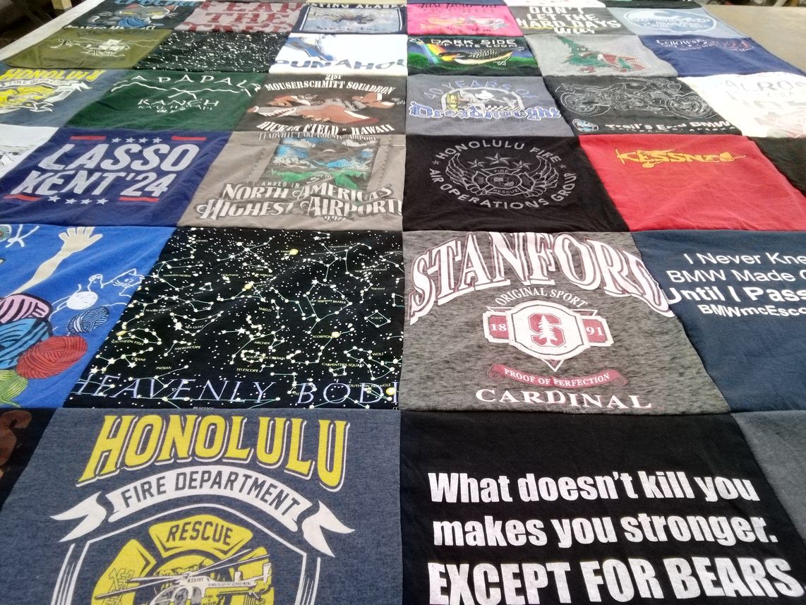 T-shirt quilt from stanford university by Harry from HI