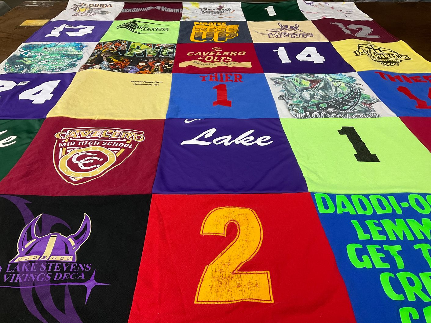 T-shirt quilt featuring lake stevens vikings by erica from WA