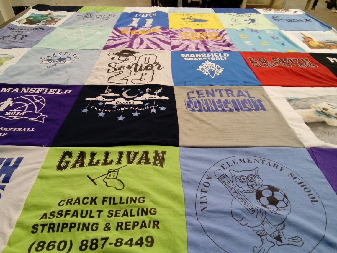 T-shirt quilt featuring mansfield basketball, mansfield soccer by Jackie from CT