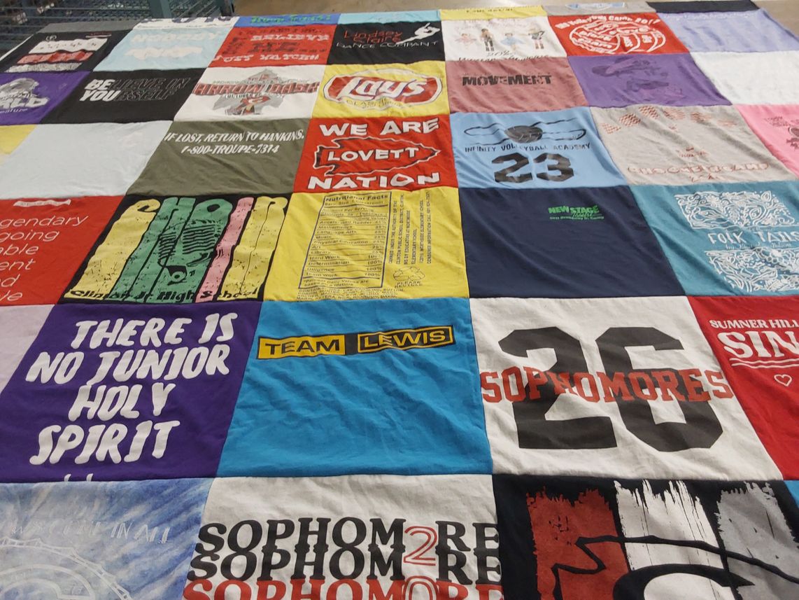 T-shirt quilt with school spirit, sports themes by Joshaunda from MS