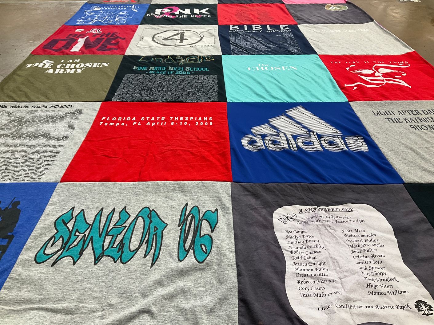 T-shirt quilt from pine ridge high school by Altagracia from NC