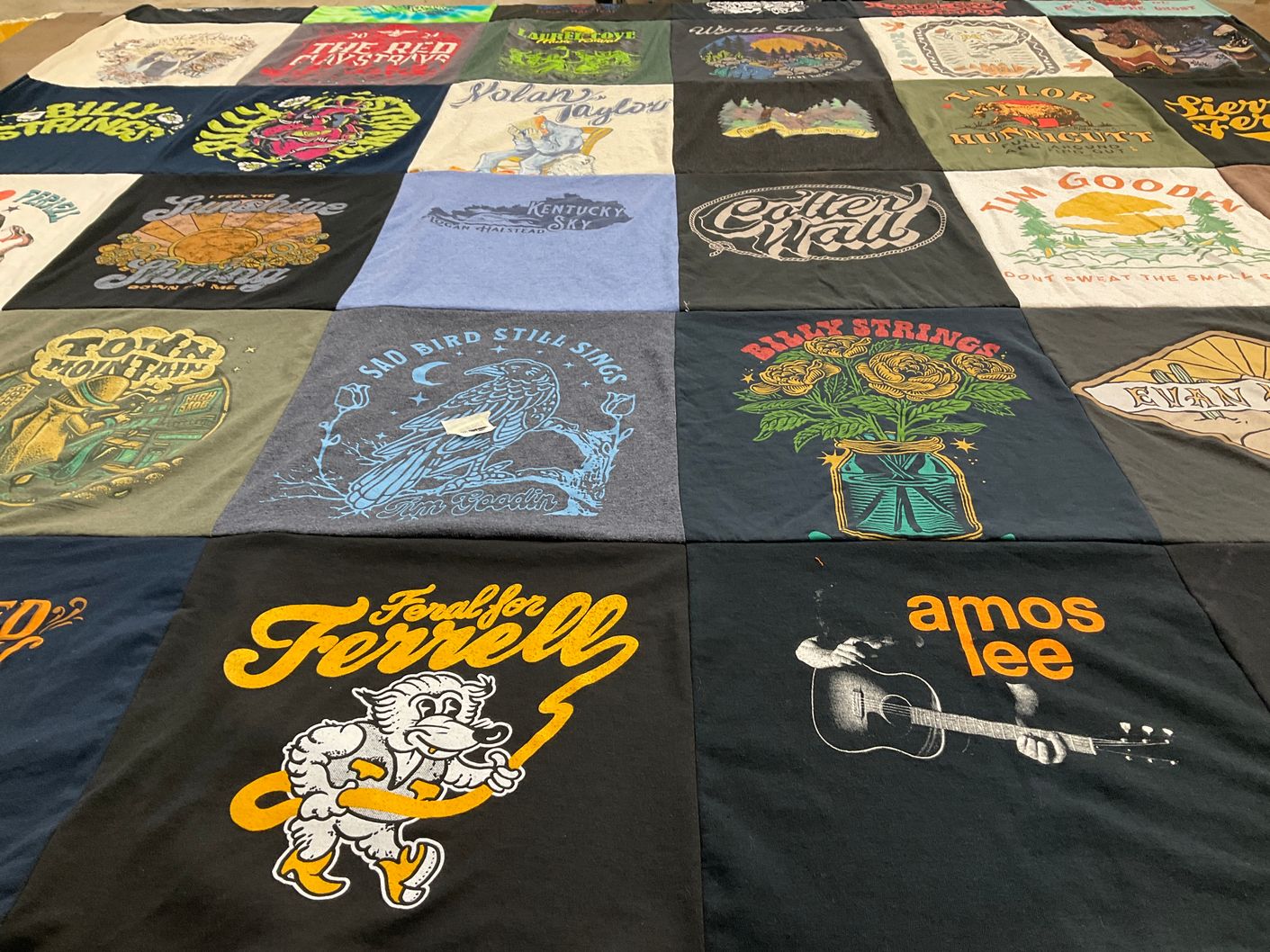 T-shirt quilt with music, concerts themes by Anthony from OH