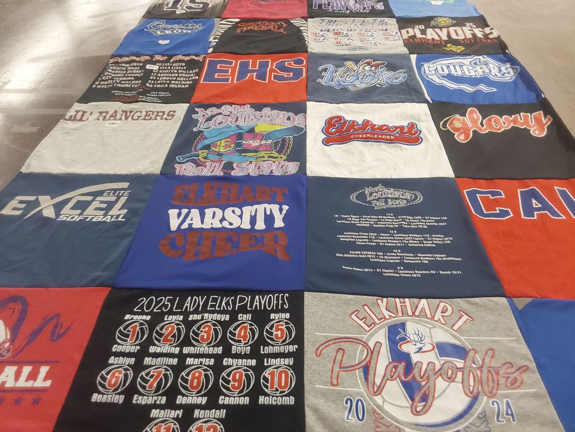 T-shirt quilt featuring elkhart lady elks, elkhart rangers by Elizabeth from TX