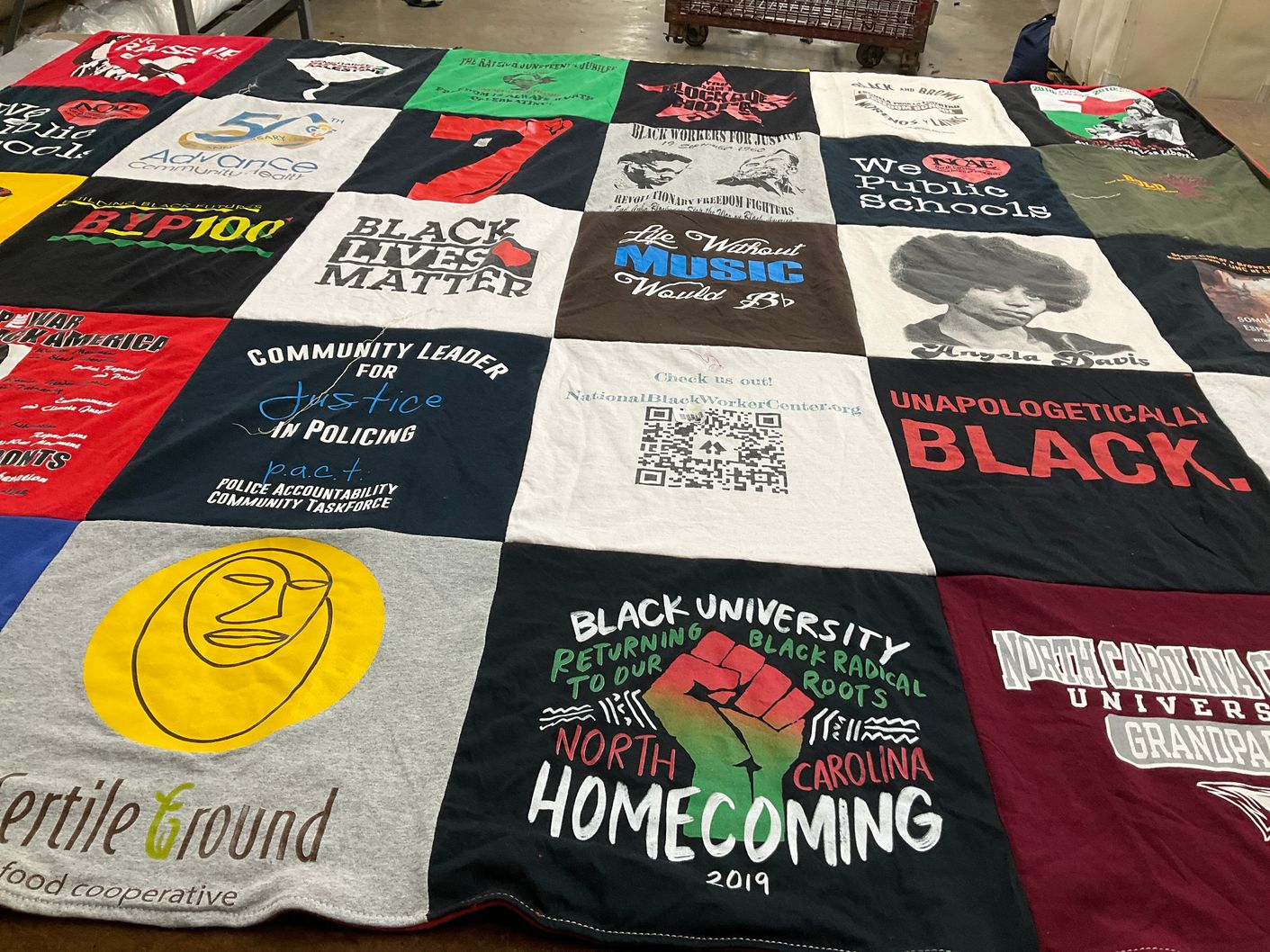 T-shirt quilt from north carolina central university by Ajamu from NC