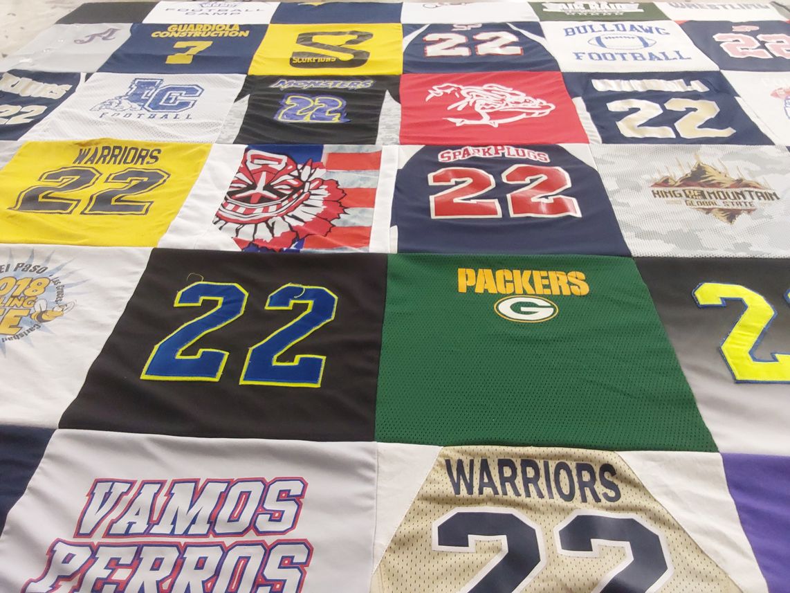 T-shirt quilt featuring green bay packers, spark plugs by Casey from NM