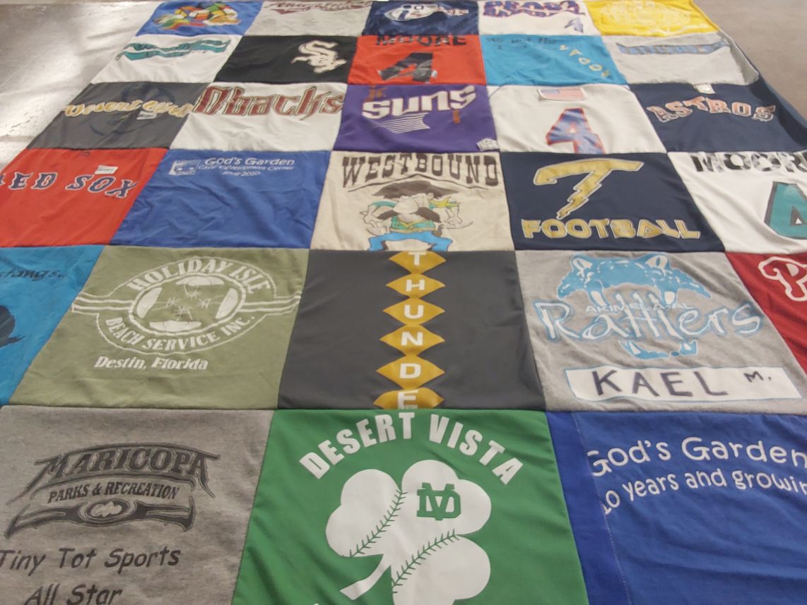 T-shirt quilt featuring arizona rattlers, suns by Danielle  from AZ