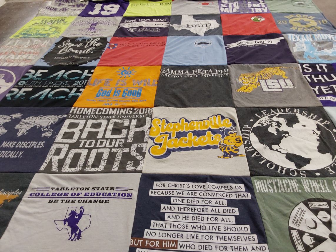T-shirt quilt featuring stephenville jackets by Shelby from TX