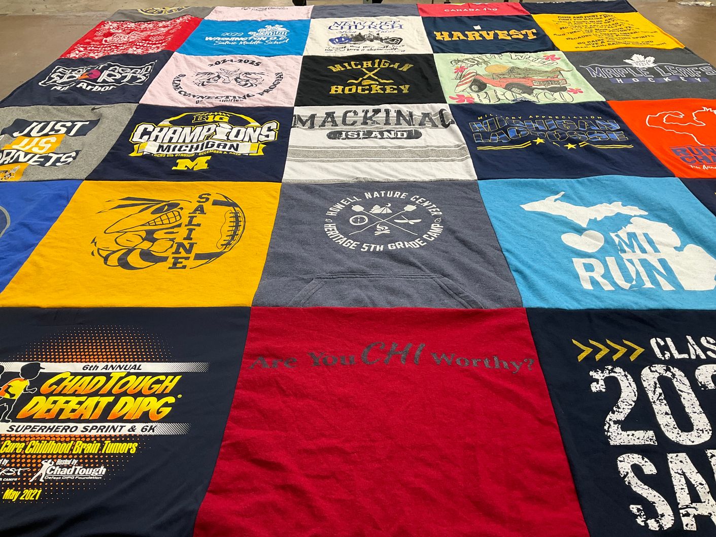 T-shirt quilt from saline high school, michigan state university by Krista from MI