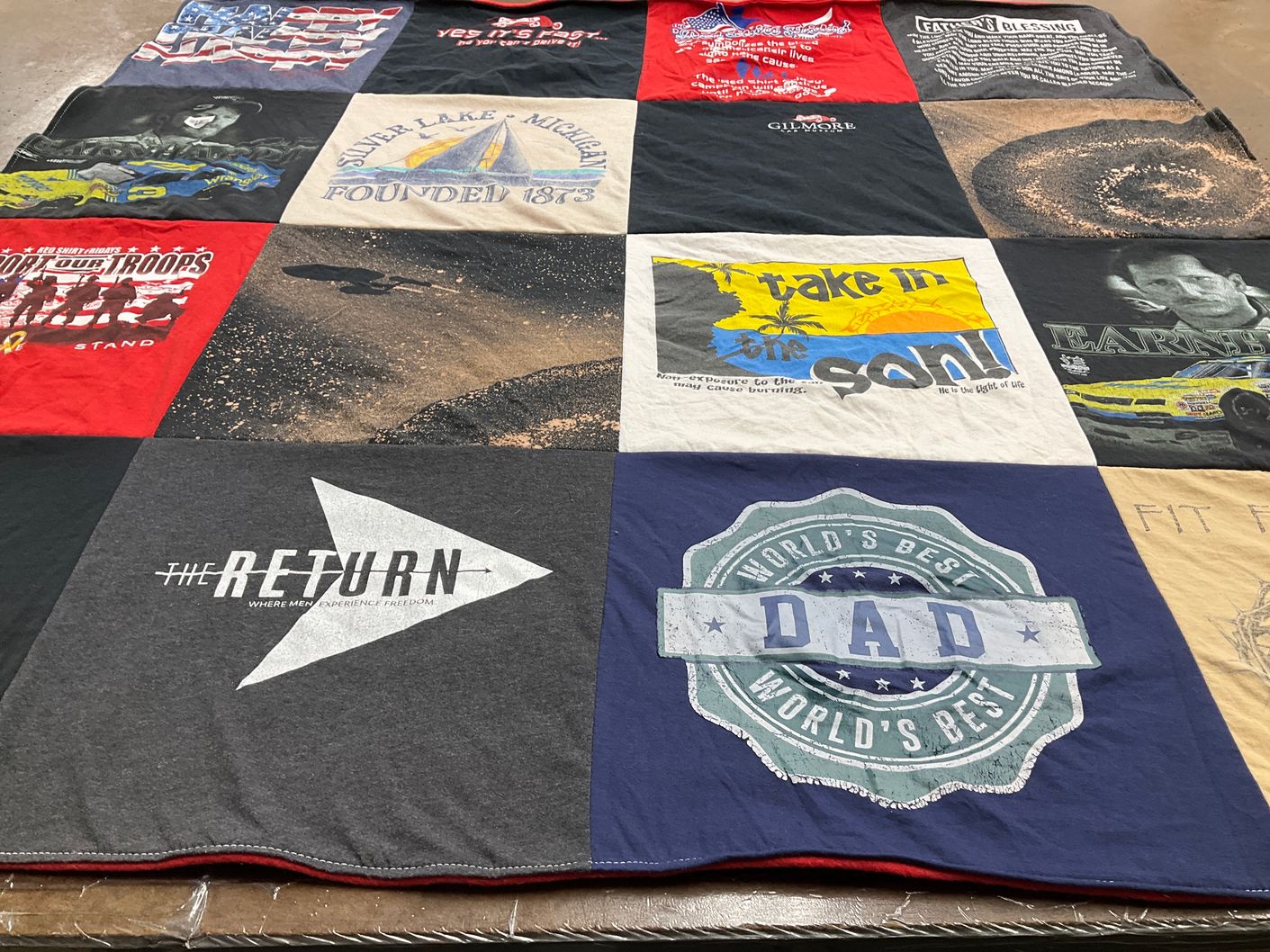 T-shirt quilt with freedom, patriotism themes by Melissa from MI
