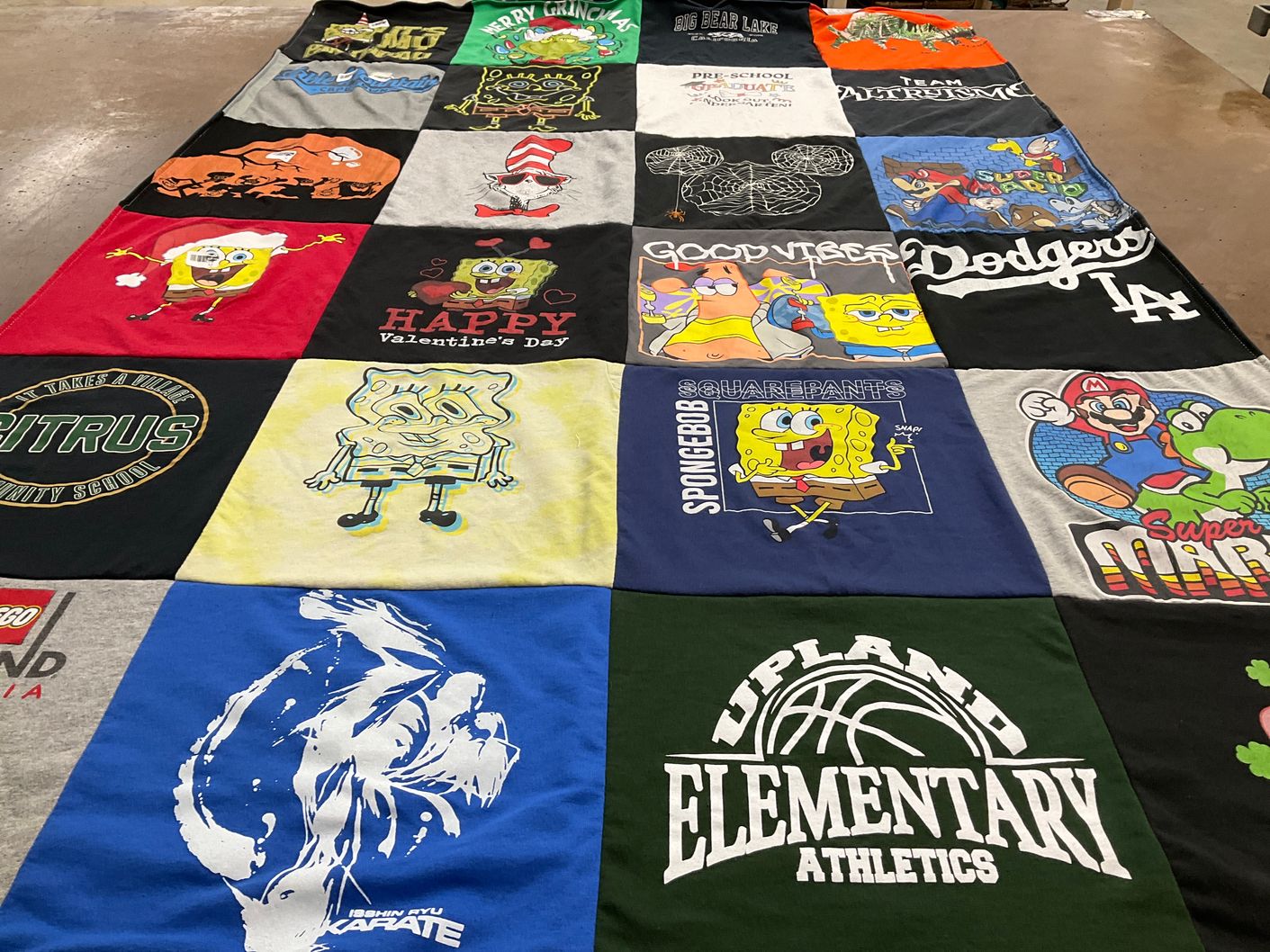 T-shirt quilt from upland elementary school by Valetta from CA