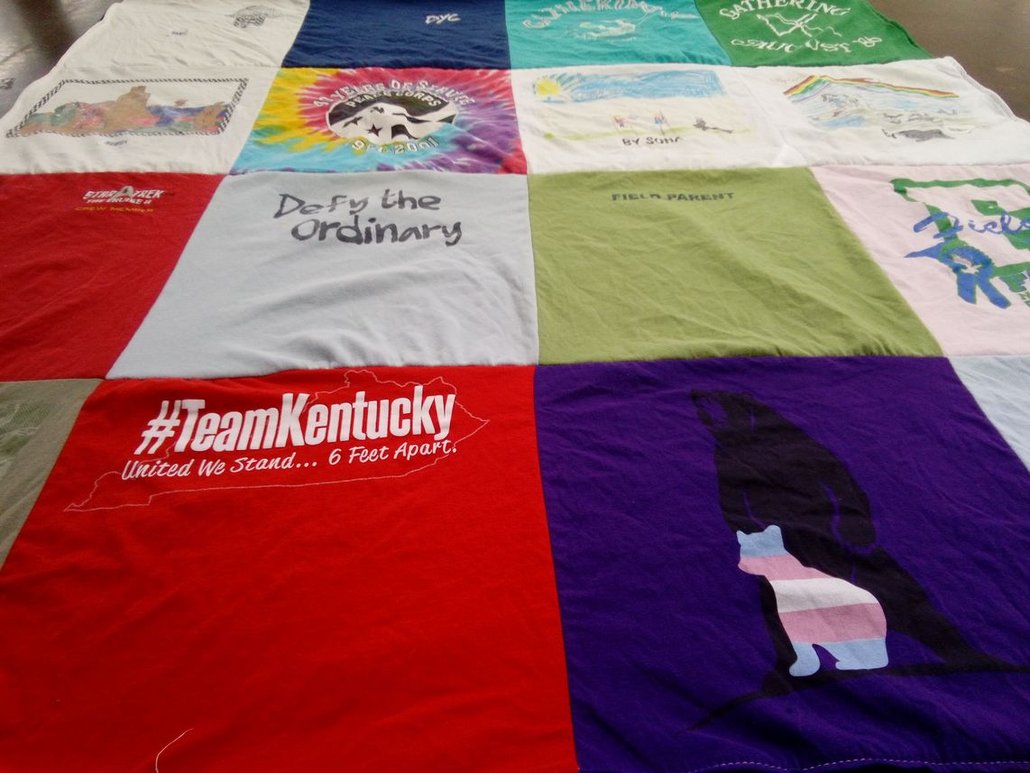 T-shirt quilt with community support, teamwork themes by shannon from KY