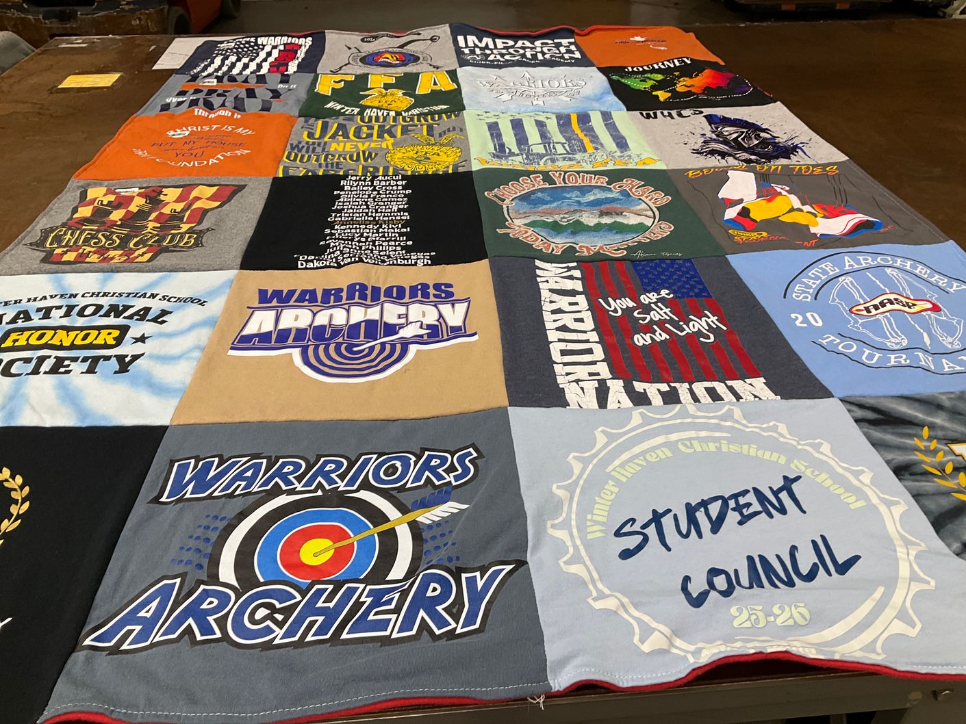 T-shirt quilt featuring warriors archery by Beatriz from FL