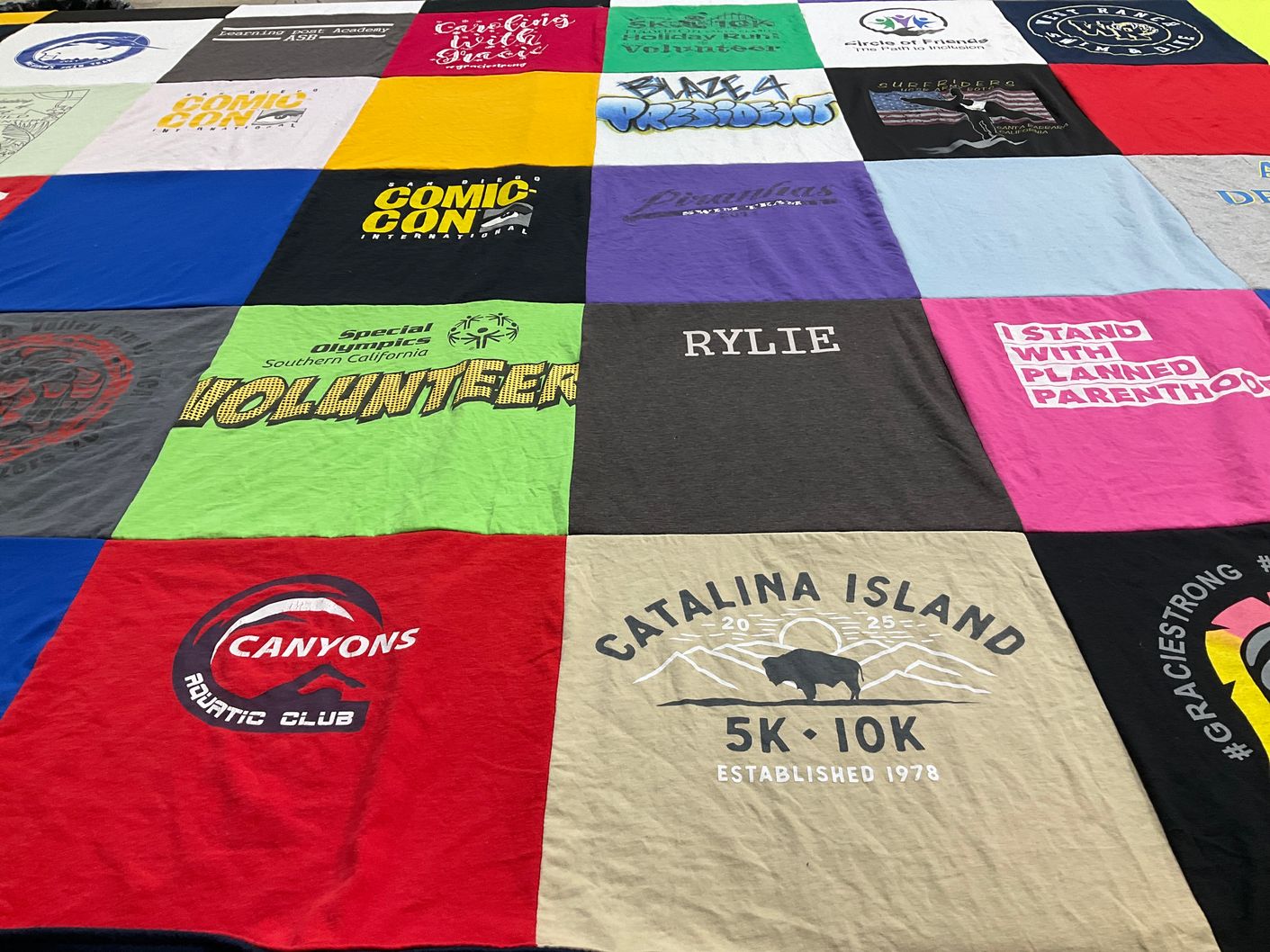 T-shirt quilt from canyons aquatic club by Angie from CA